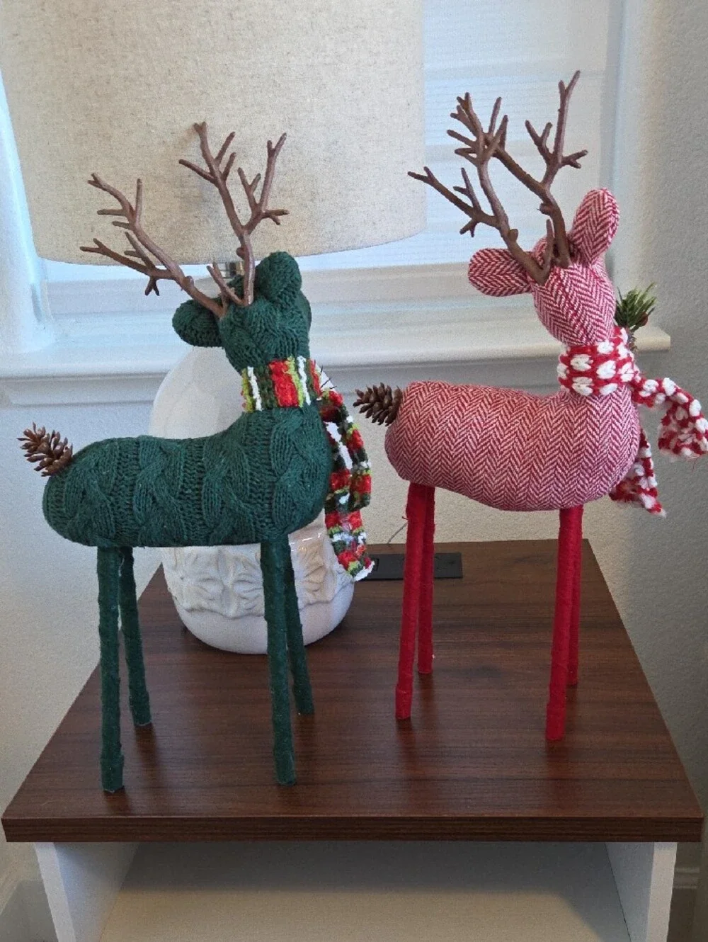Target Red and Green Knit Reindeer Pair Holiday Décor